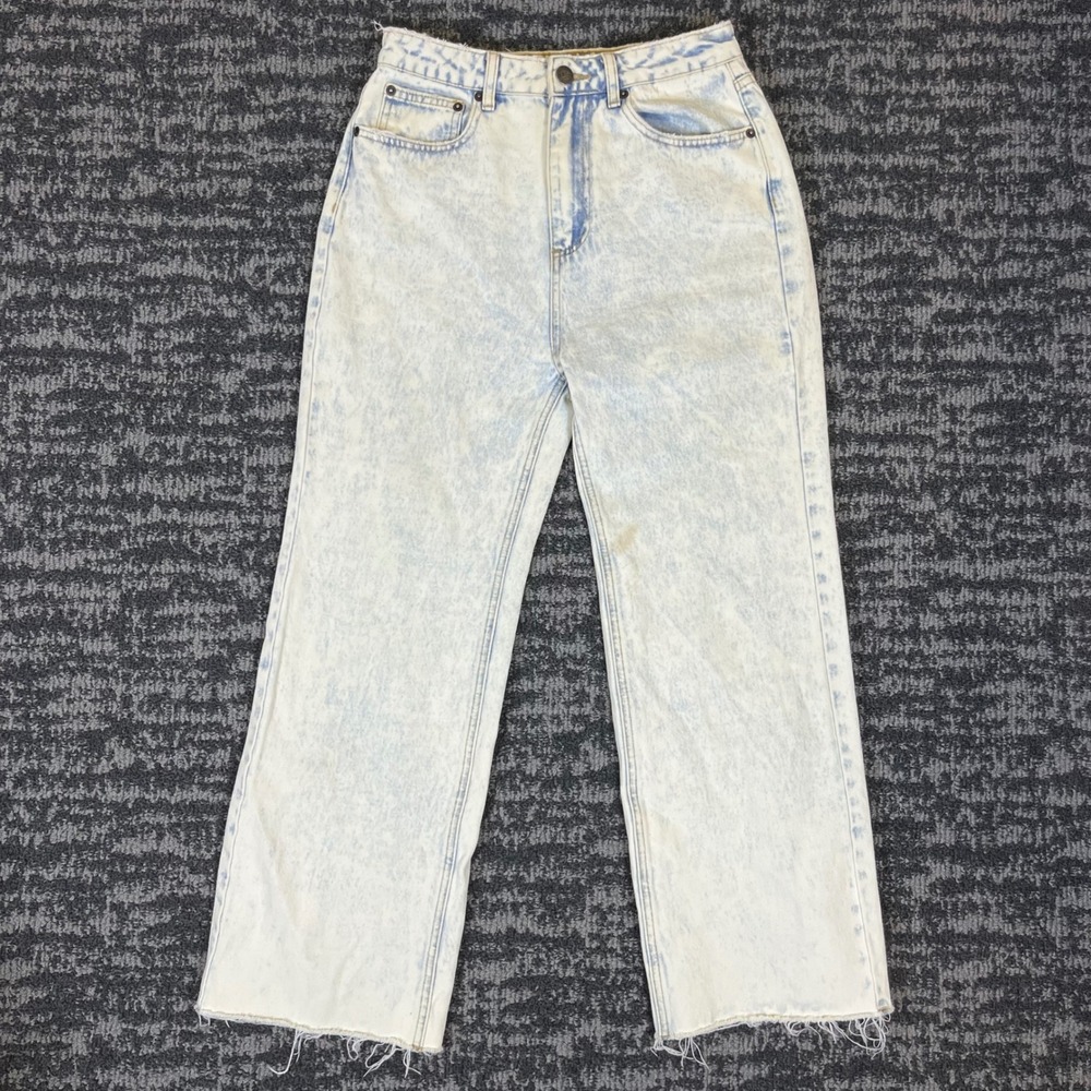 Amuse Society Jeans Womens 27 Light Blue Acid Wash Wide Leg Raw Hem A305OGAB